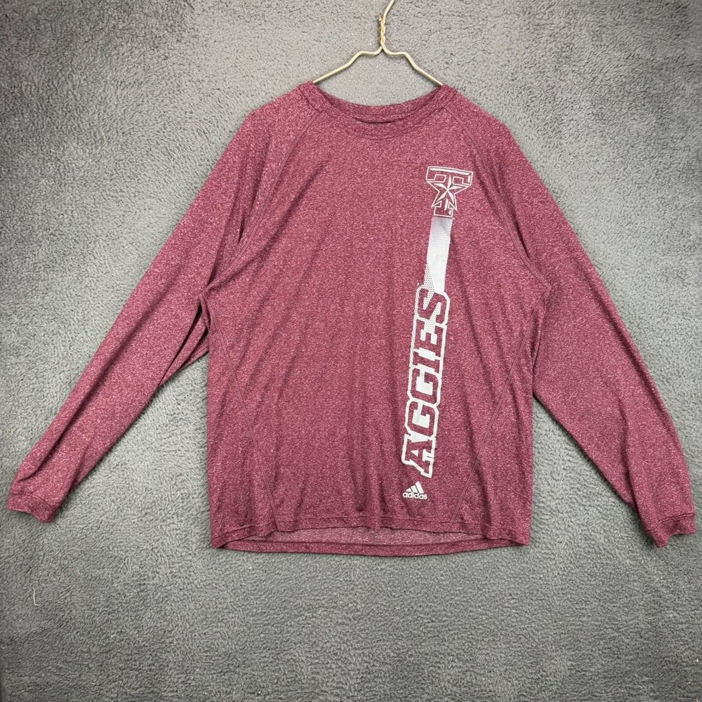 Adidas‎ Texas A&M Aggies Mens Large Maroon Climalite Long Sleeve Training Shirt
